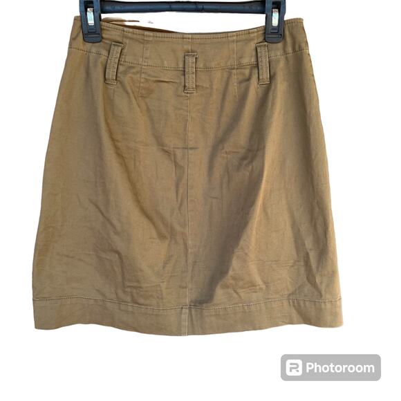 Ann Taylor Olive Trench Coat Style A-Line Mini Skirt Twill Buttons Womens 2 - Picture 4 of 9